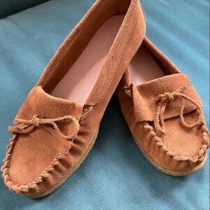 Suede Loafers J Crew Unlined Moccasin Tan Size 9  Moccasins